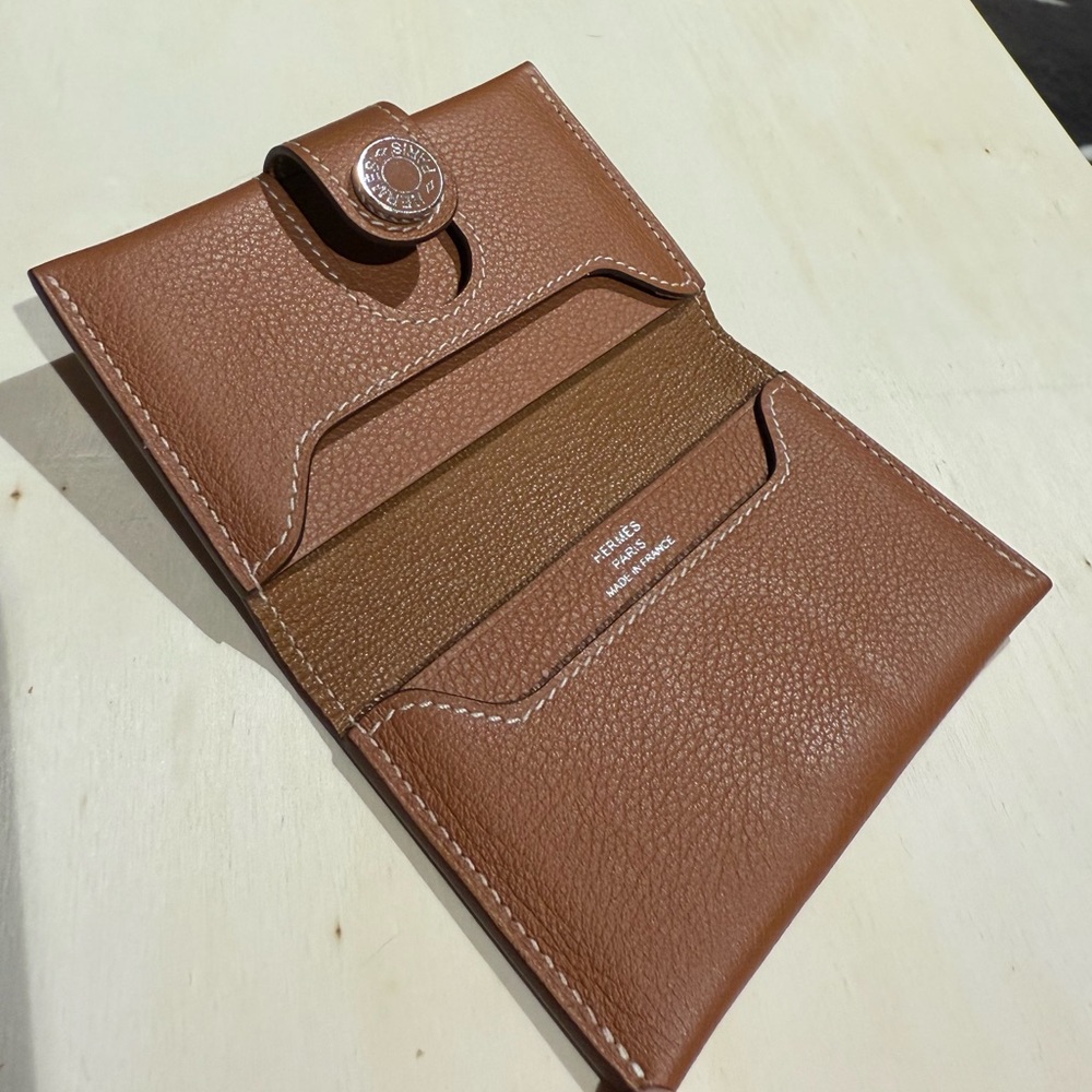 Hermes R.M.S. card holder gold/gold evercolor calfskin Great condition